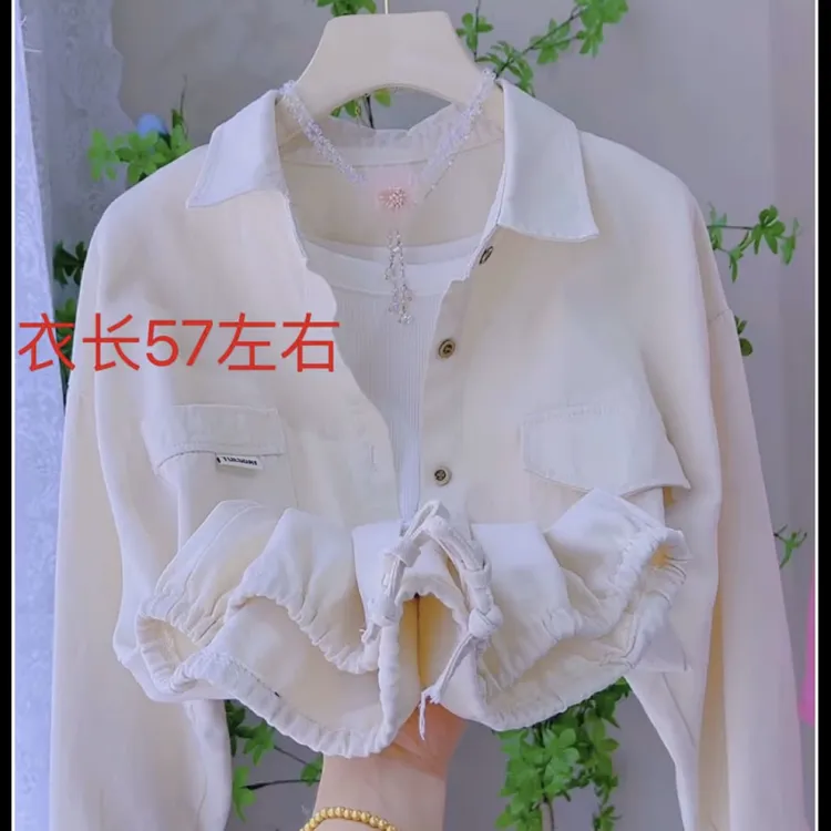 301下摆抽绳休闲百搭衬衣外套秋冬新款牛仔衬衫开衫外套