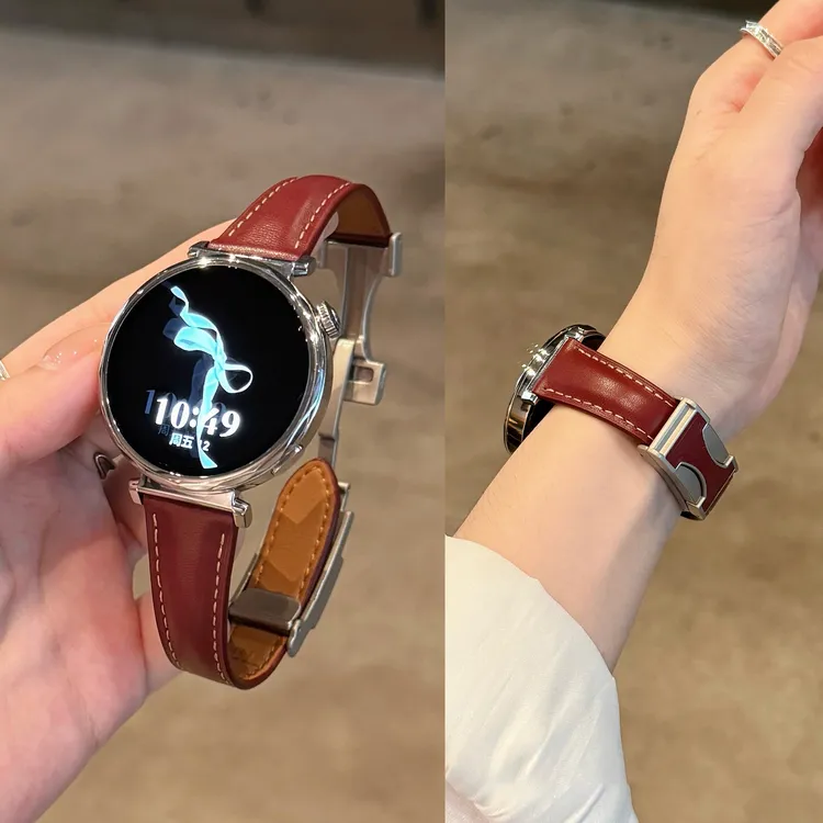 适用华为小蛮腰皮质双C磁吸扣GT6手表表带watch3watch4GT5proGT4