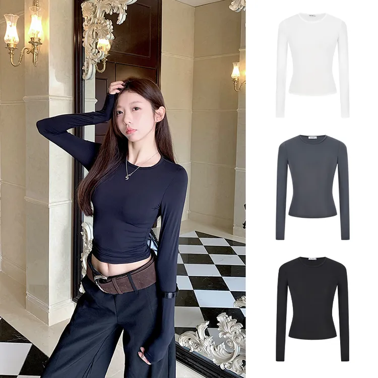 Moses Queen/魔西女王基础款运动圆领速干衣修身显瘦百搭长袖T恤