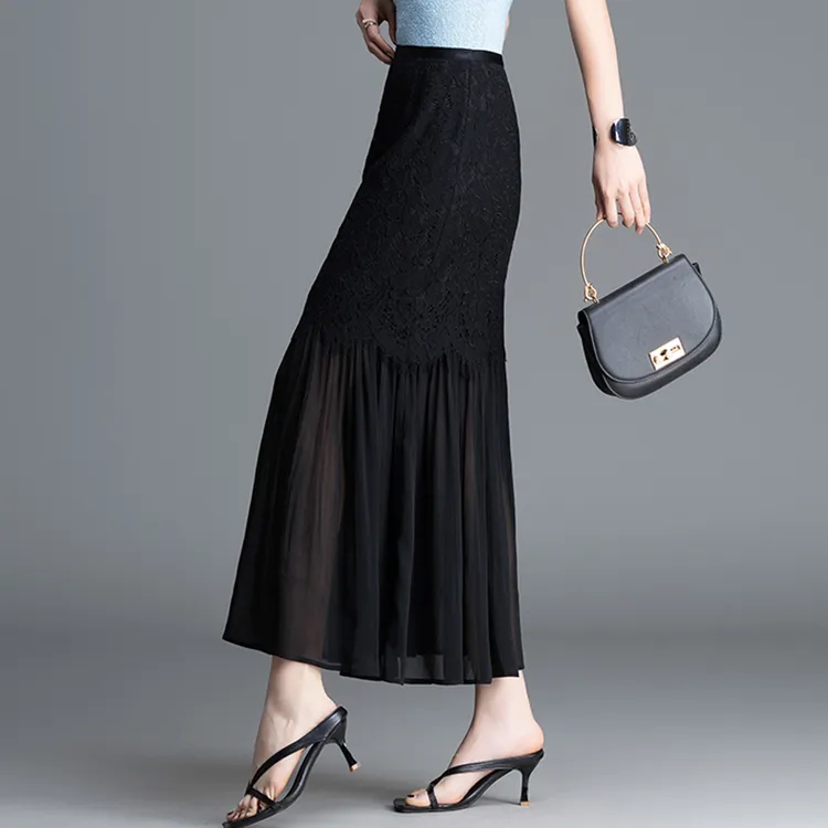 蕾丝拼接显瘦半身裙2025夏季新款高端轻奢时尚洋气减龄气质鱼尾裙