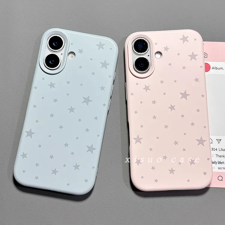 灰碎星星适用于情侣iPhone16苹果15卡通手机壳17promax液态高级感
