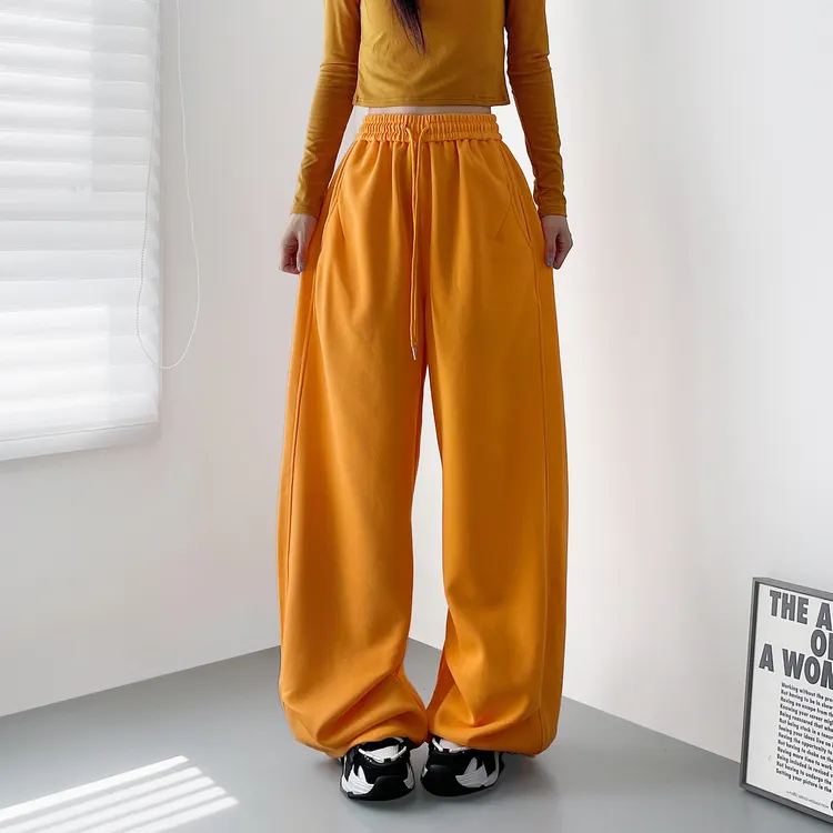 卫裤女2025秋季新款胖mm遮肉显瘦200斤慵懒风直筒运动堆堆阔腿裤