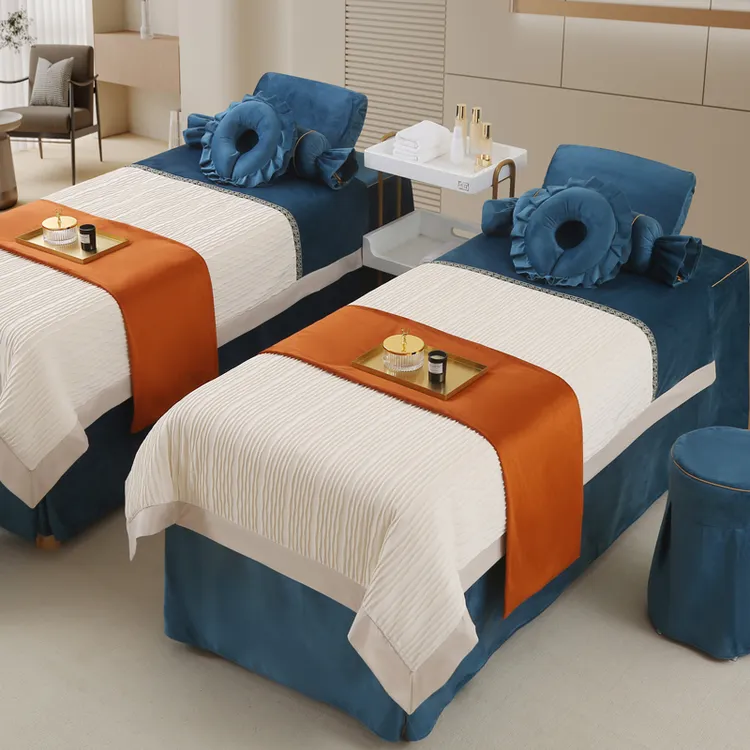 美容床罩四件套高档推拿轻奢秋冬四季美容院专用洗头床套按摩理疗