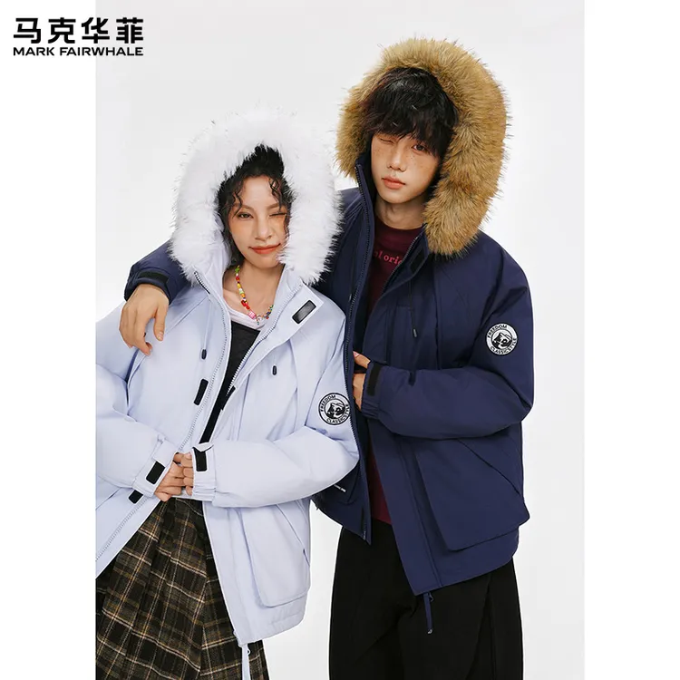 【专柜同款】马克华菲冬季新品毛领男女派克服厚款休闲保暖外套3