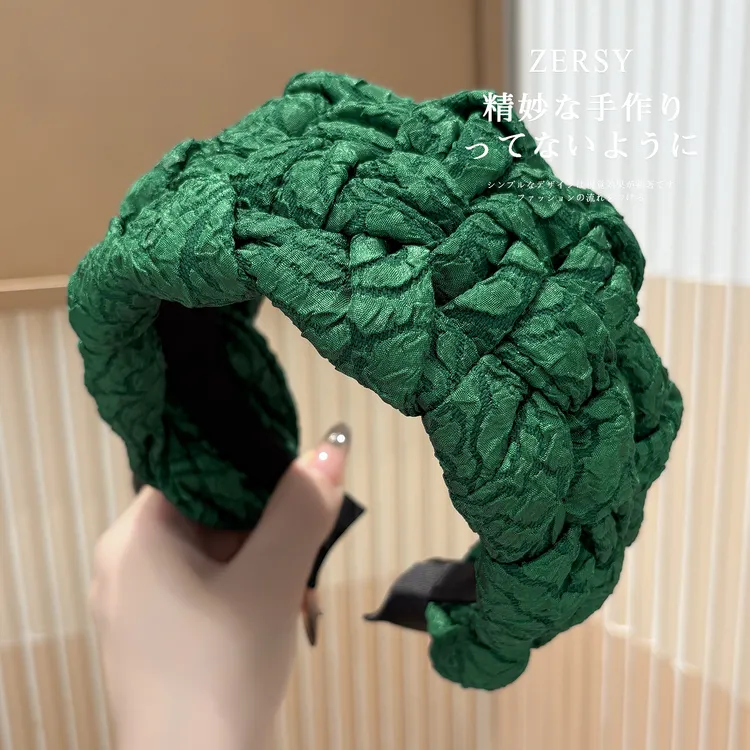 宽边编织纯色发箍女款高颅顶洋气时尚发卡日常外戴遮白发洗脸头箍