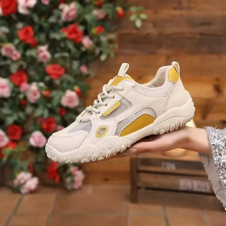 新款网面时尚休闲单鞋脚宽胖百搭学生运动老爹鞋女