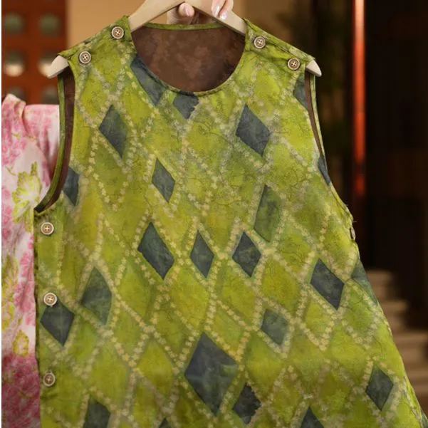 叶清<<达人专属>>1271夏季新款菱形新中式双面穿无袖背心