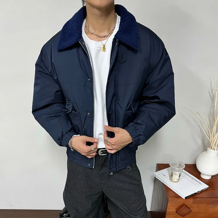 EBTTG「猎户座 羊羔毛领」美式复古海军蓝工装棉服男冬季加厚外套