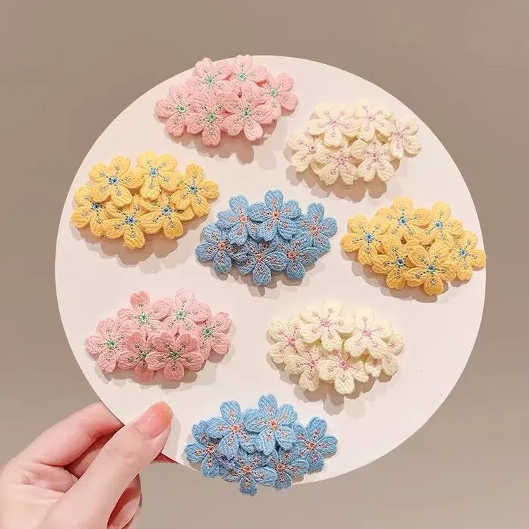 新款樱落刺绣花朵发夹发卡百搭精致头饰发饰温柔气质边夹小花BB夹