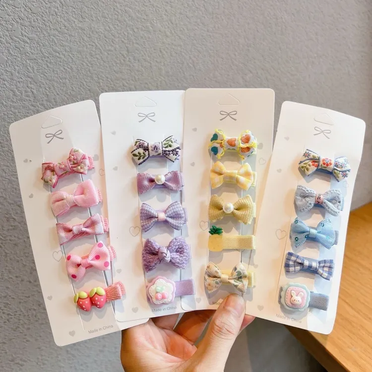 洋气蝴蝶结宝宝儿童甜美发夹婴儿安全包布不伤发发夹胎毛夹发饰