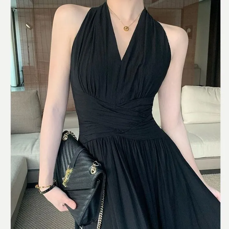 老钱风松弛感女装贵气K气质显瘦黑色连衣裙2025新款高级女春季时