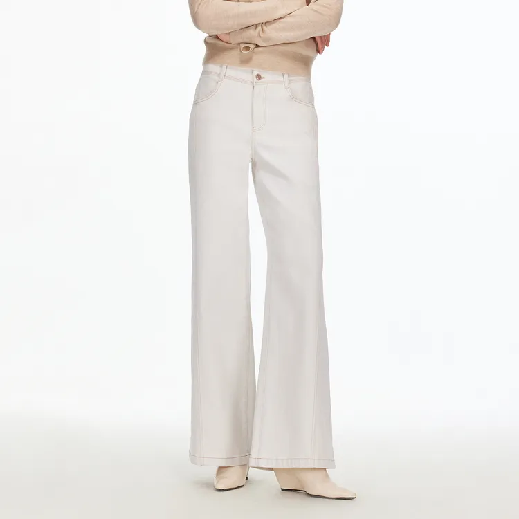 Vero Moda牛仔裤女2025冬季新款含棉高腰阔腿裤时尚百搭325432033