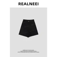 【墨舞】"99进口棉"高品质极简百搭黑色显瘦休闲牛仔短裤21505