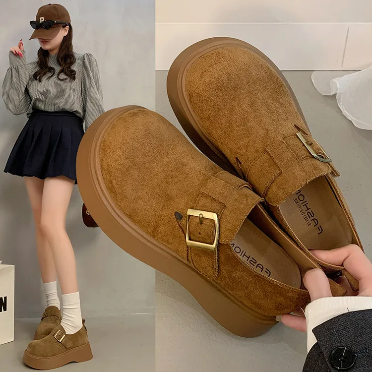 5CM 增高 单里 勃肯鞋女2025新款复古春秋季小个子松糕懒人单鞋