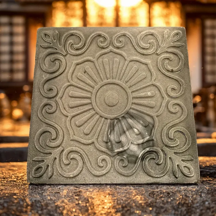 敦煌艺术花砖杯托10厘米正方，秦砖汉瓦古法烧制手工杯垫浮雕雕刻