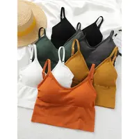 美背吊带小背心女夏季薄款带胸垫一体式文胸u型打底内搭纯色上衣