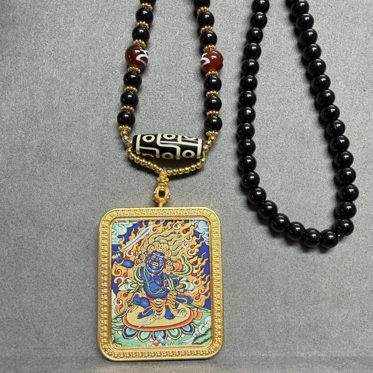 不动明王单面唐卡吊坠如图热贡卡