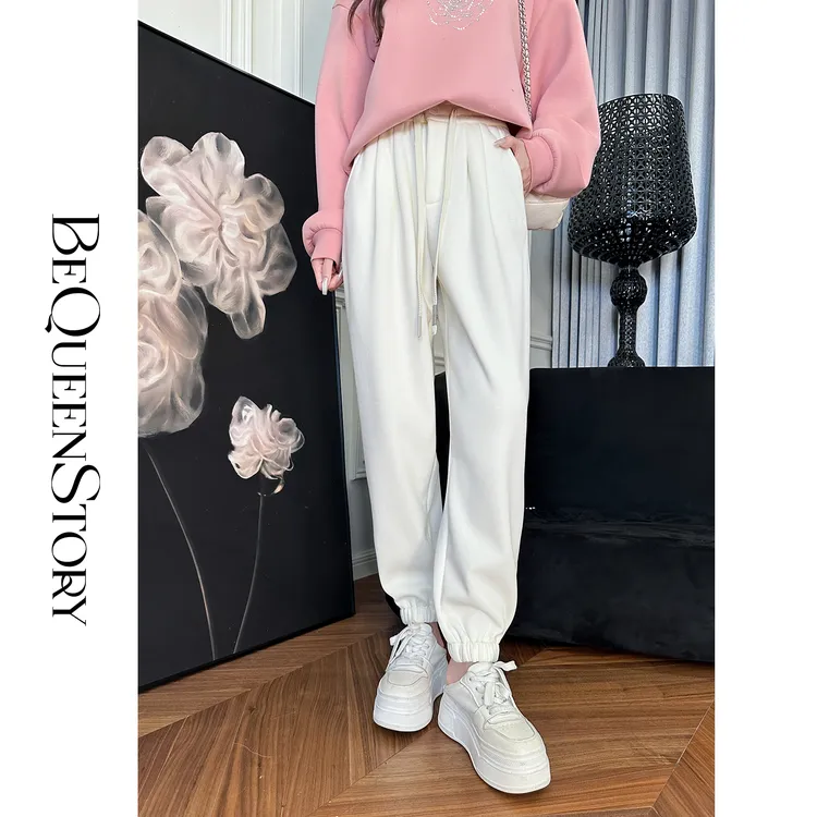 余潇潇【幸运女神】百搭日常抽绳高腰束脚运动裤加绒休闲女裤秋冬