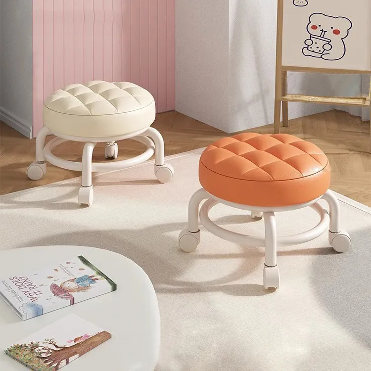 家用万向轮矮凳子 儿童成人移动换鞋修脚凳 清洁美缝擦地沙发圆凳