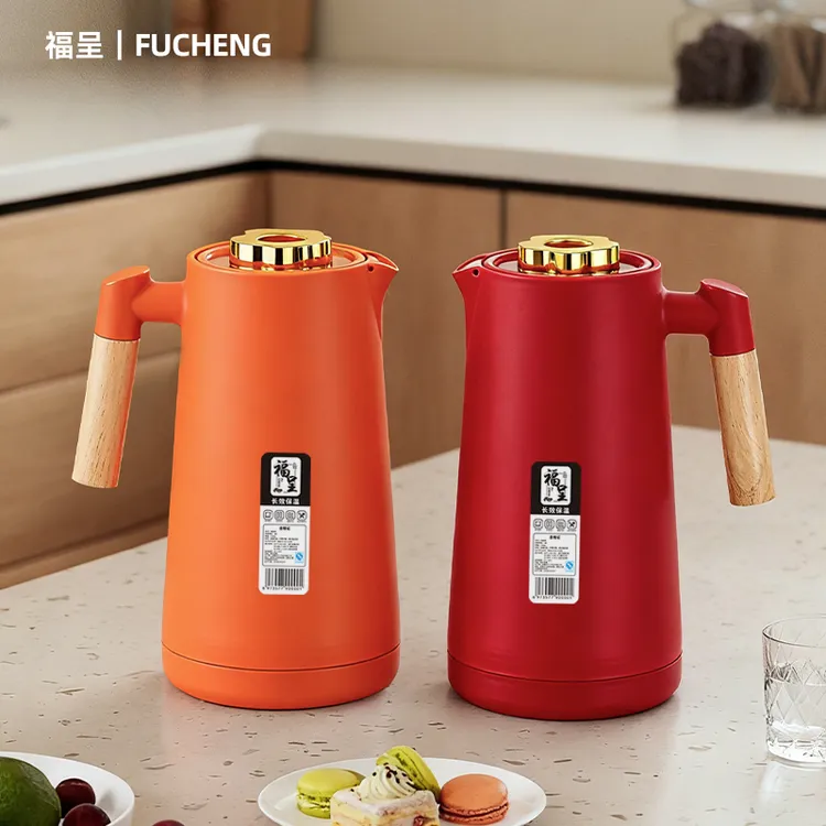 【福呈】新款防尘嘴花朵木把手保温壶加厚外壳家居宿舍专用保温壶