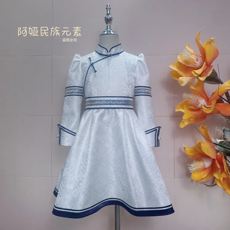 儿童蒙元素小礼服春秋连衣裙-天际游牧