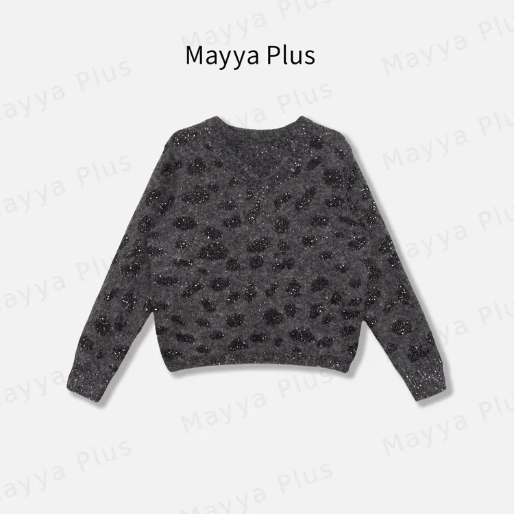 【豹纹邂逅】Mayya Plus麦芽定制气质显瘦流光风针织衫毛衣32546290