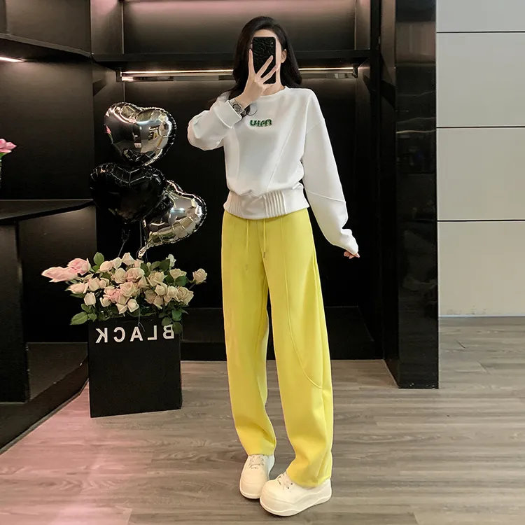 潮牌时尚休闲运动上衣女2025秋新款宽松显瘦慵懒风中长款长袖恤