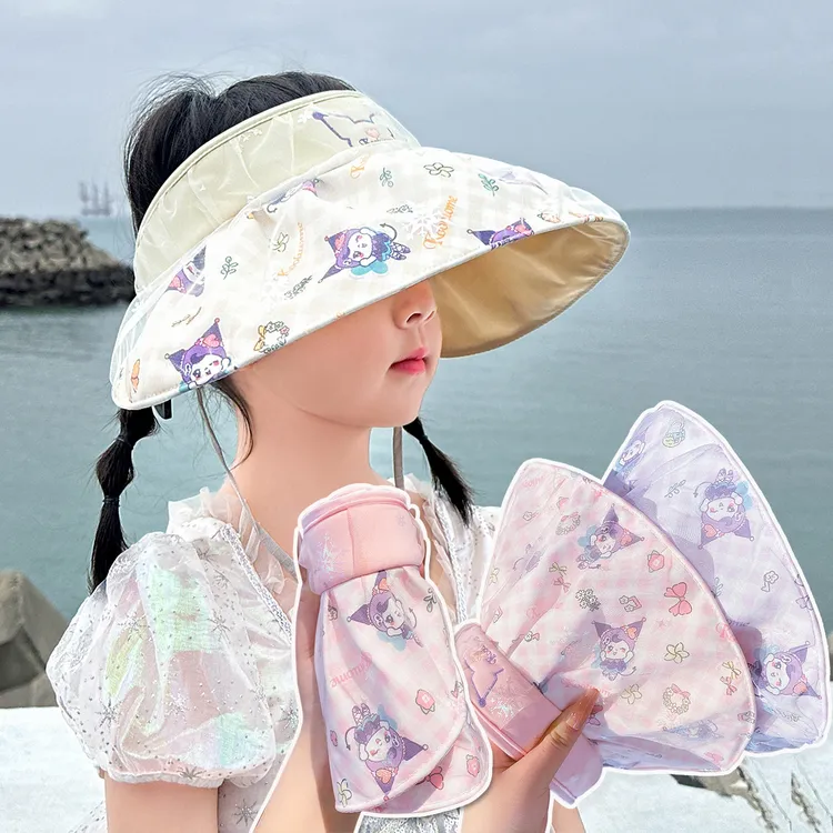 儿童防晒帽女童春夏韩版遮阳帽儿童空顶帽发箍贝壳帽女孩遮阳帽