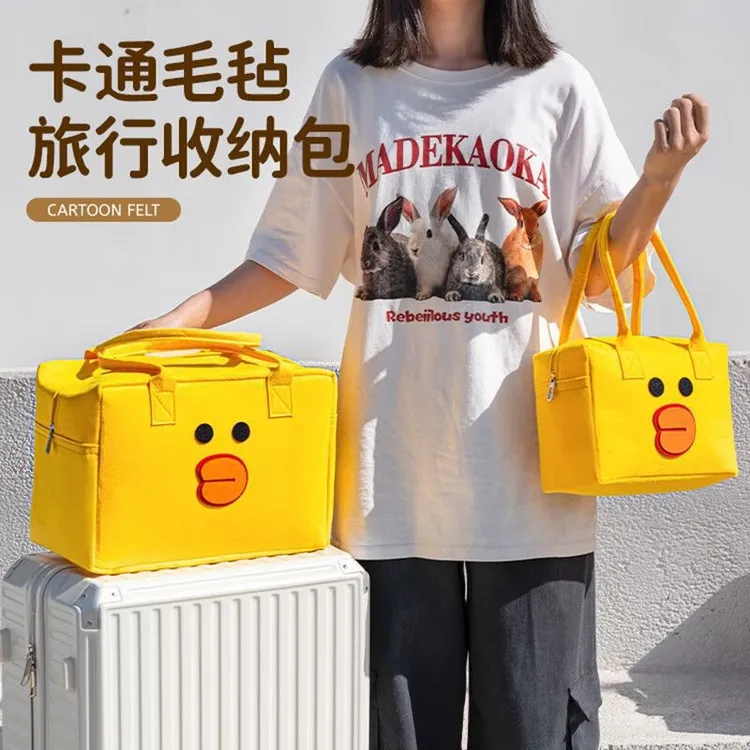 卡通包旅行收纳手提包大容量儿童行李袋拉杆箱行李包毛毡包JST667