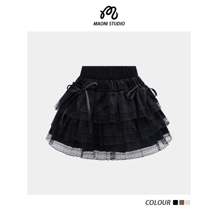 毛妮LADIESFIRST【蕾丝叠梦】蕾丝花边蛋糕蓬蓬裙甜美感裙裤L2510