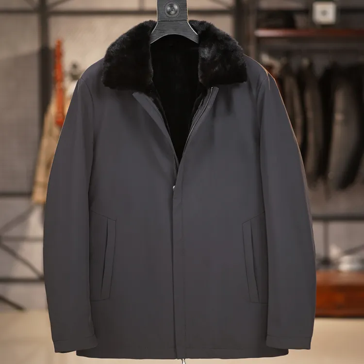 翻领派克服水貂可拆卸内胆中老年整貂貂皮大衣冬加厚貂绒男装外套