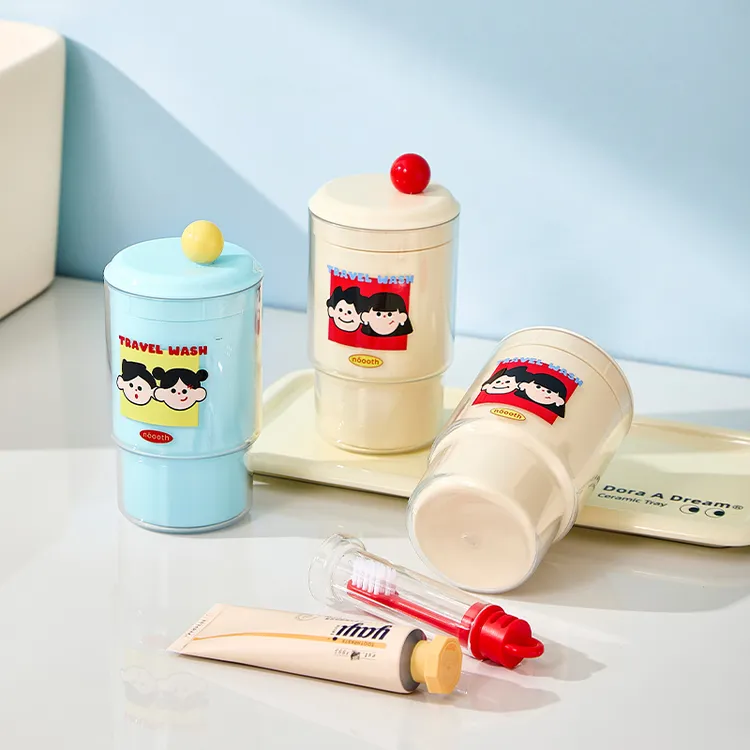 便捷牙刷漱口杯套装便携式牙刷牙具收纳盒外用旅游洗漱三合一套装