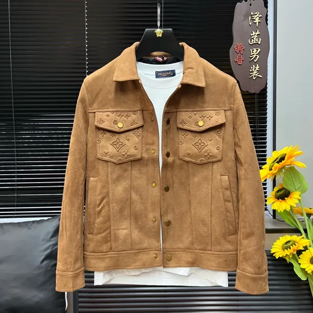轻奢风修身型散口袖原色老钱风翻毛夹克本布下摆直下摆9188