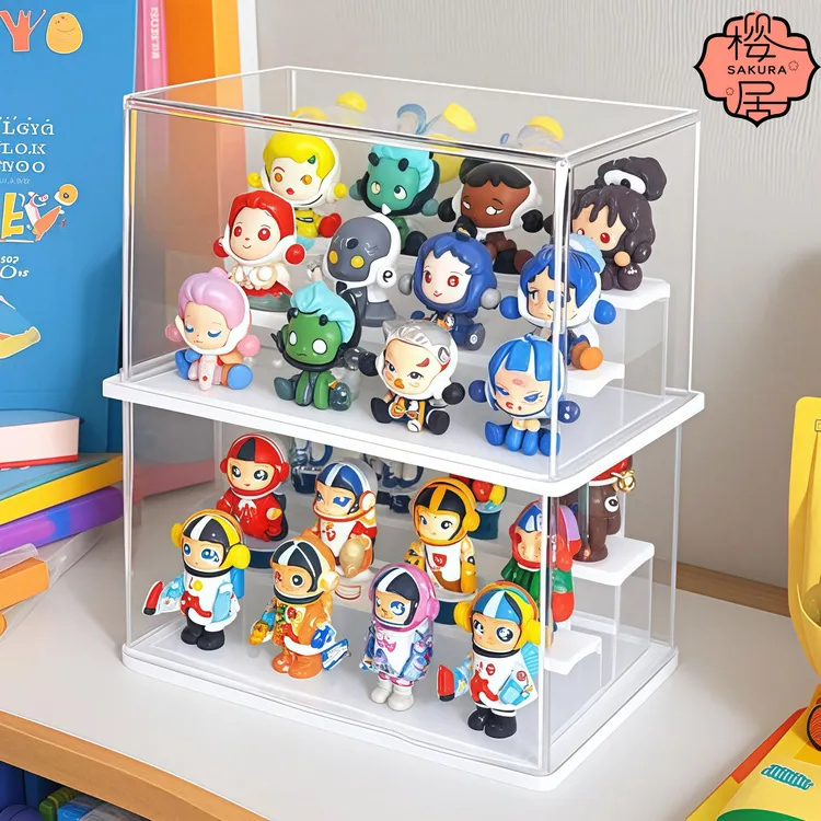 大容量收纳架免安装属性玩偶手办收纳盒防尘柜积木娃娃可叠加高透