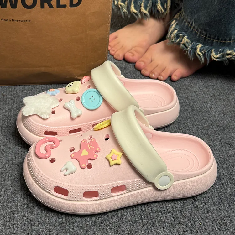 夏季洞洞鞋女款外穿休闲厚底防滑时尚透气两穿EVA潮流软底凉拖鞋