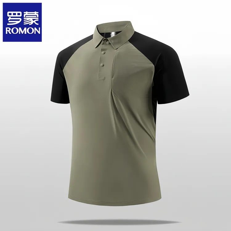Romon/罗蒙夏季冰丝速干短袖T恤男士薄款运动休闲翻领短袖POLO衫