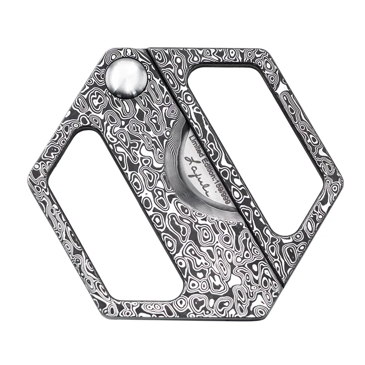 包邮 Lafuli大马士革钢雪茄剪 限量版锋利耐用六边形创意雪茄刀