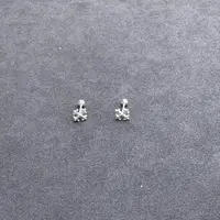 足银耳饰 1629-足银克罗心花花耳钉防丢款一对5mm