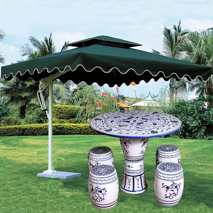 高档圆瓷桌陶瓷桌子花园露台凳子庭院阳台休闲室外减约桌椅套装