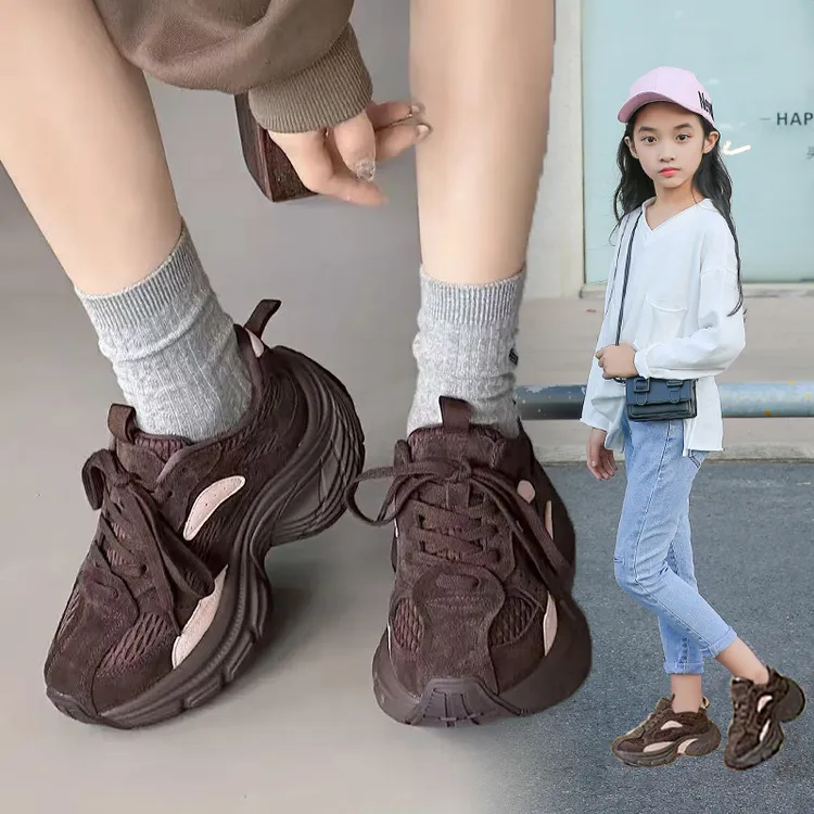 女童老爹鞋2025新款秋冬款儿童运动鞋中大童加绒休闲鞋洋气二棉鞋
