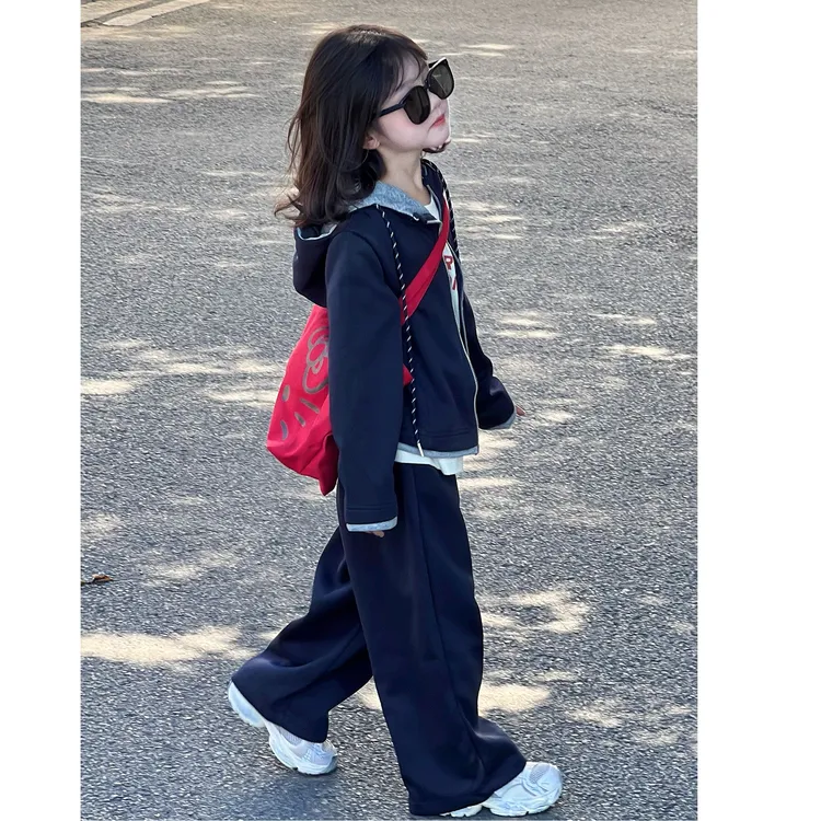 女童秋套装2025新款洋气女孩早秋韩系穿搭运动衣服儿童卫衣两件套