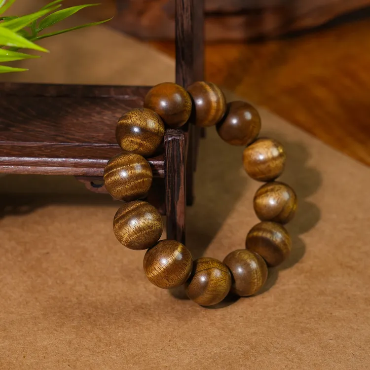 金丝楠木小叶桢楠枯木老料3环水波纹男女同款手串