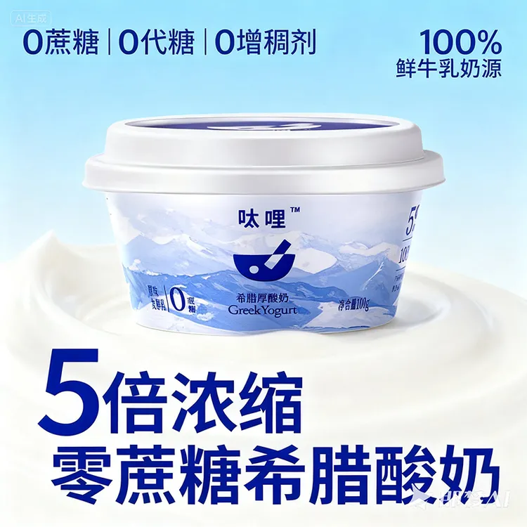 呔哩希腊厚酸奶原味0蔗糖 干噎冷萃酸奶碗零代糖 健身代餐营养