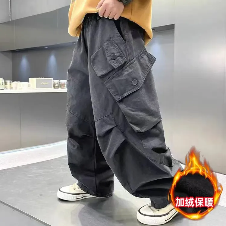 男童春秋纯棉2025新款长裤中大儿童工装休闲裤男孩帅气时髦潮酷