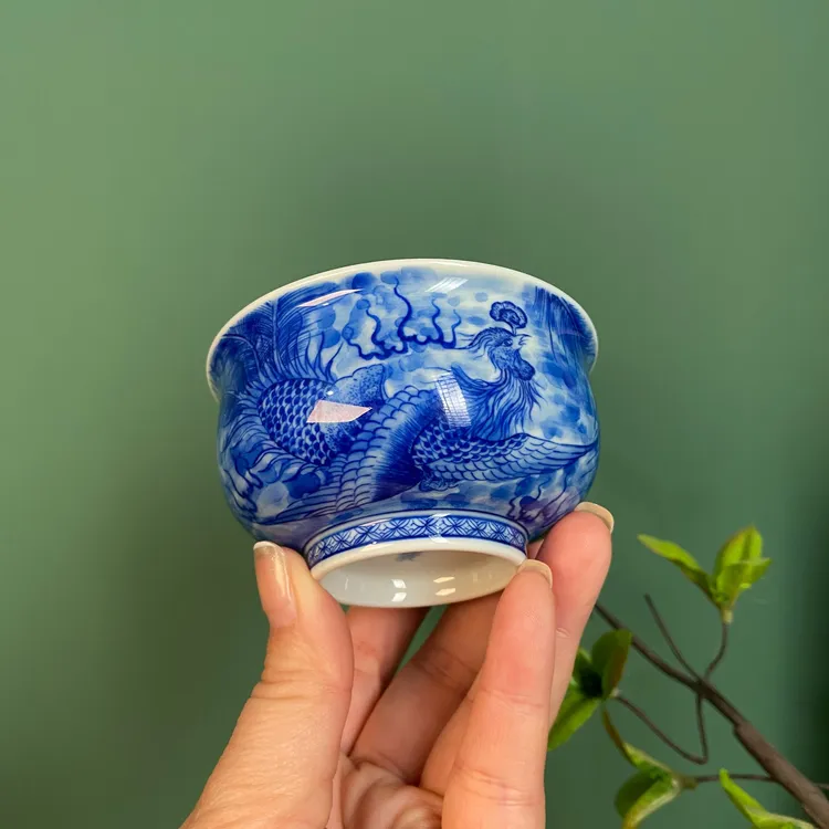 【陶月楼】仿清龙凤陶瓷炉式杯喝茶主人杯容量100毫升景德镇手绘