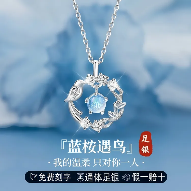 S999足银首饰品纯银项链小众轻奢吊坠女款锁骨链送闺蜜女生日礼物