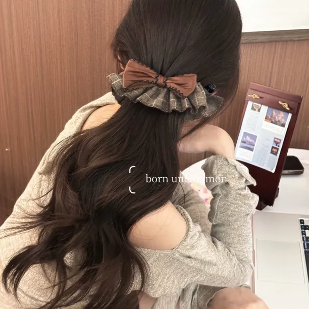 原创可露丽蝴蝶结发夹2025新款后脑勺发卡竖式香蕉夹高马尾发饰女