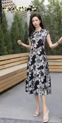 【SY374】高端大气上档次新中式国风改良旗袍碎花连衣裙女高贵洋气