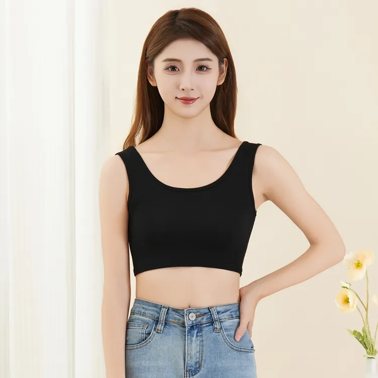 莫代尔白色吊带小背心打底防走光抹胸裹胸内搭美背高中学生内衣女