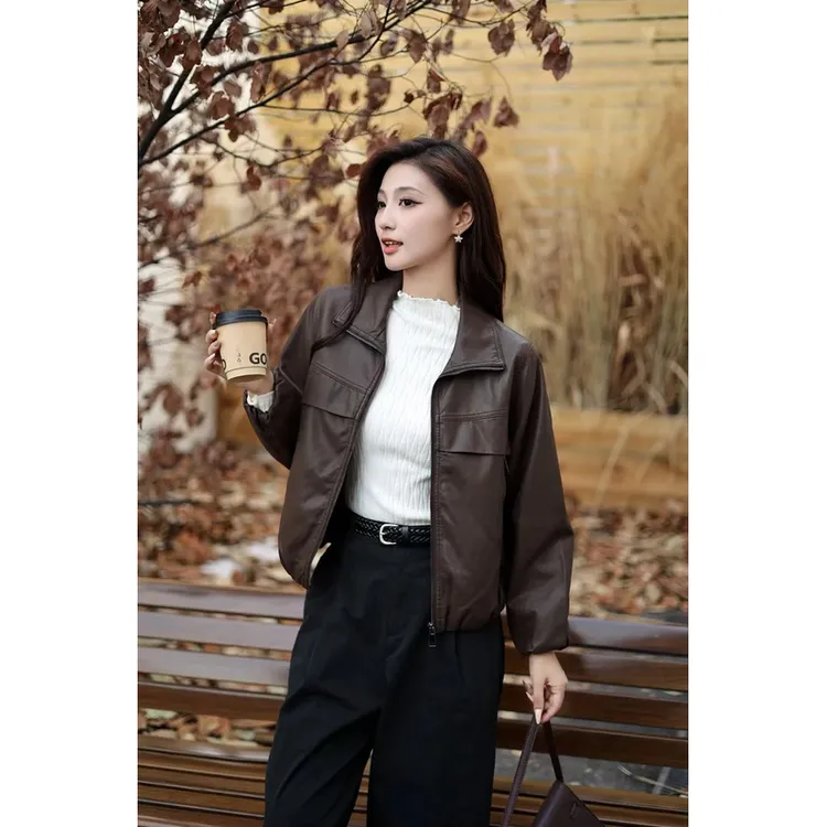 2025秋装新款皮衣外套女短款机车服爆款休闲宽松显瘦拉链皮夹克